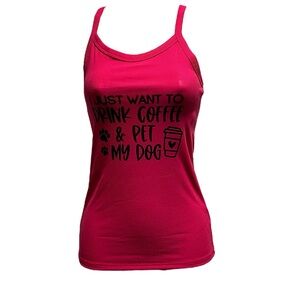 Woman’s I just want to drink coffee and pet my dog scoop neck tank top.